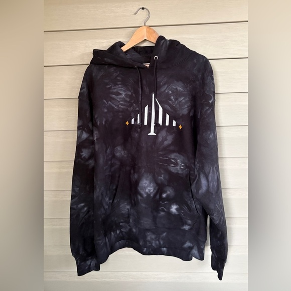 CHAMPION hoodie black tie-dye Pittsburgh embroidered bridge edition sz 2XL EUC - Picture 4 of 13